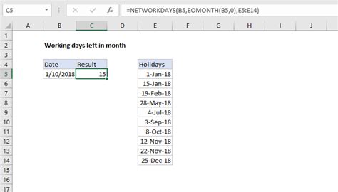 how to work out days left in excel