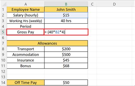 how to work out gross pay in excel