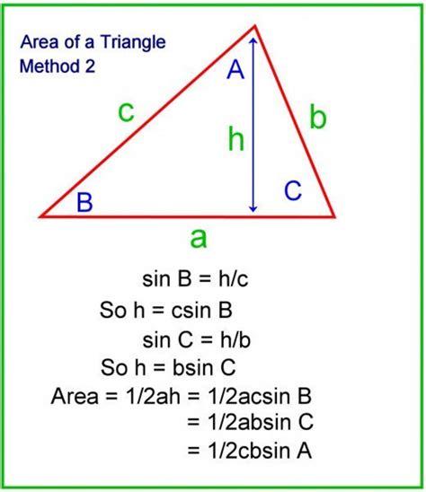 how to work out the area of a triangle with 2 sides and an angle