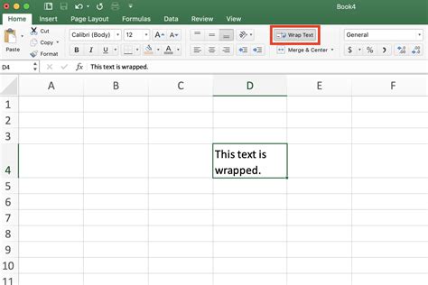 how to wrap in excel mac