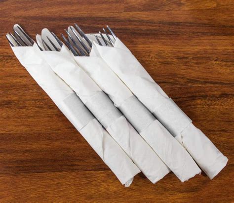 how to wrap silverware in cloth napkins for buffet