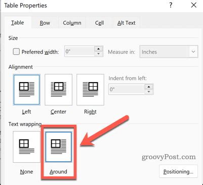 how to wrap text in a table in a word document