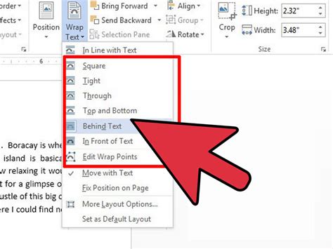 how to wrap text in word mac