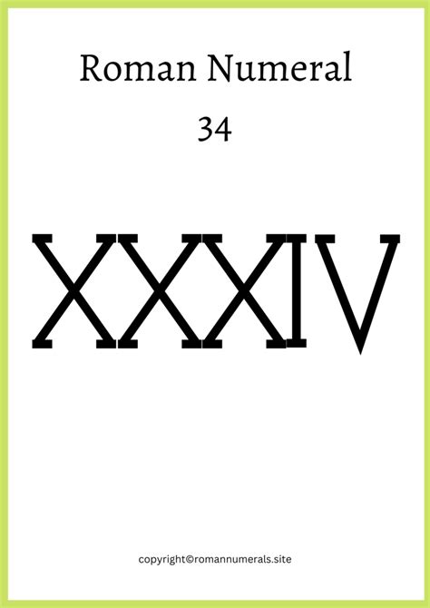 how to write 34 in roman numerals