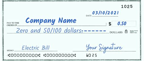 how to write 50 cents in check