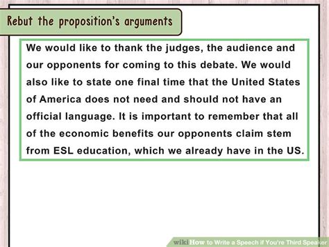 how to write a 3rd speaker debate speech