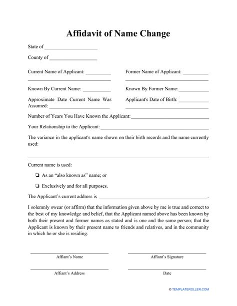 how to write a affidavit letter for name change