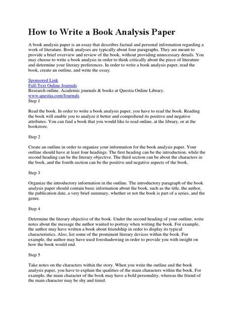 how to write a book analysis example