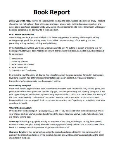 how to write a book report example pdf