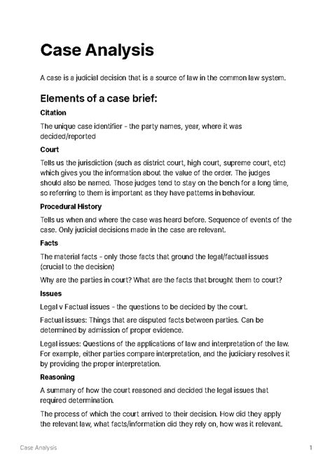 how to write a case note analysis