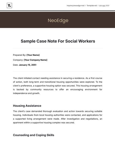 how to write a case note social work example