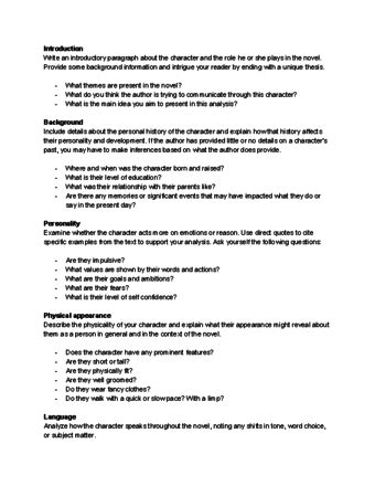how to write a character analysis reddit