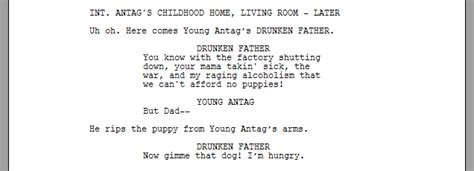 how to write a character getting cut off in a script