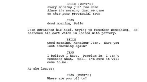 how to write a character singing in a script