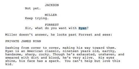 how to write a character thinking in a script
