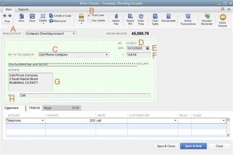 how to write a check using quickbooks