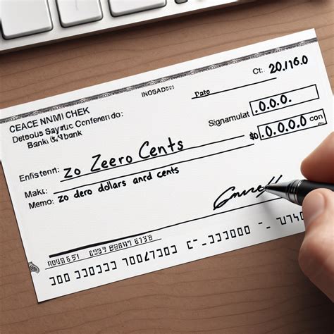 how to write a check with zero cents