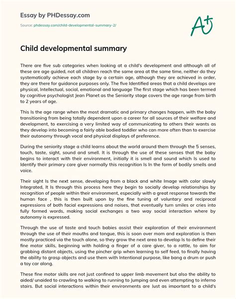 how to write a child development summary