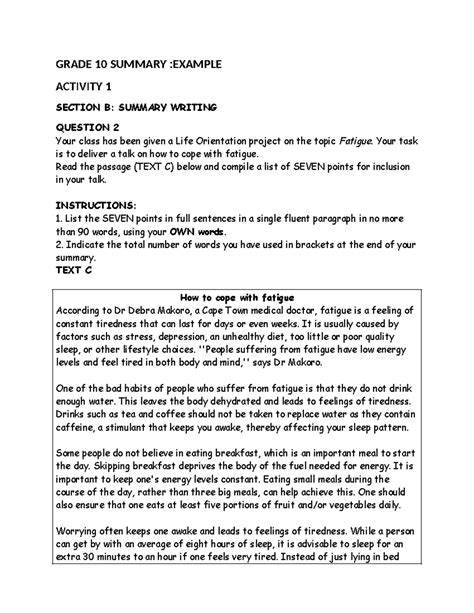 how to write a class summary