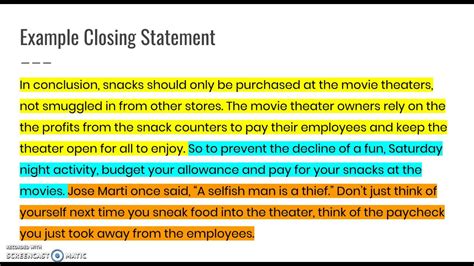 how to write a closing statement debate