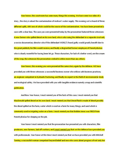 how to write a closing statement for mock trial example