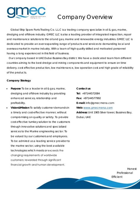 how to write a company overview sample