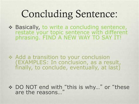how to write a concluding sentence example