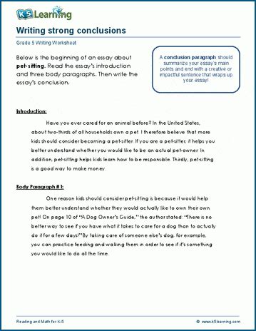 how to write a conclusion for informational writing grade 5
