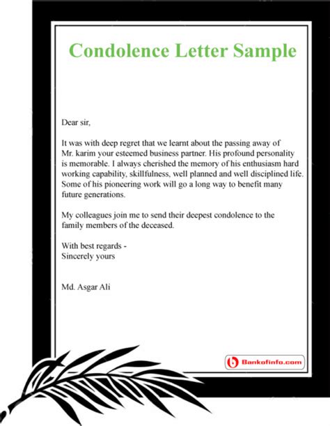 how to write a condolence note example