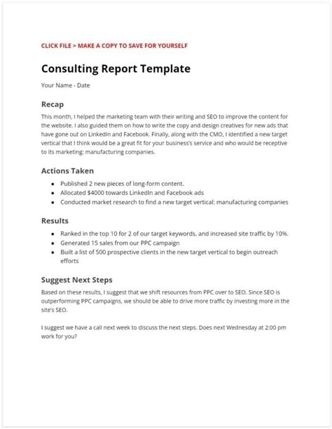 how to write a consulting report