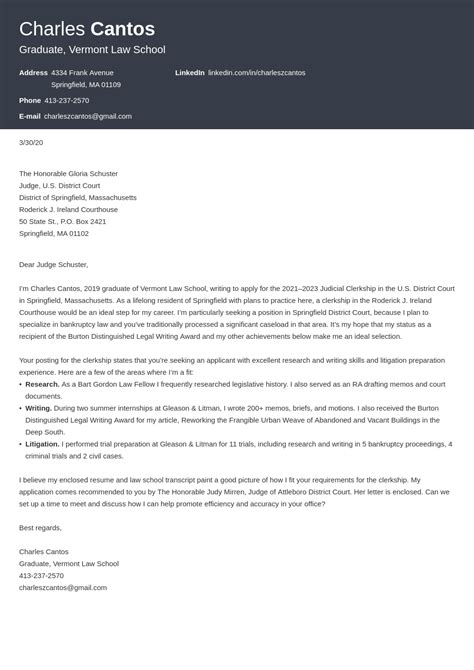 how to write a cover letter for a judge