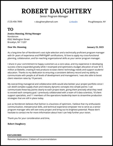 how to write a cover letter for a program manager position