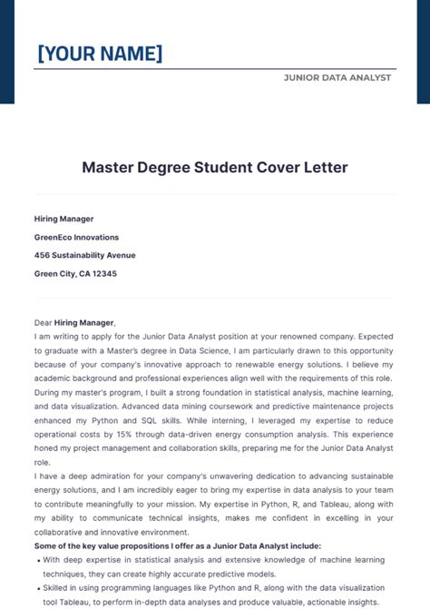 how to write a cover letter for master's application
