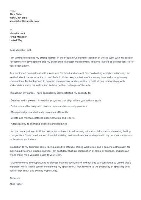 how to write a cover letter for program coordinator