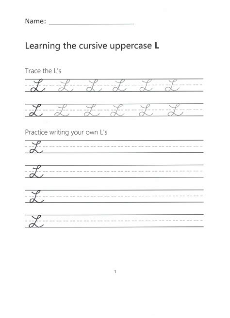 how to write a cursive uppercase l