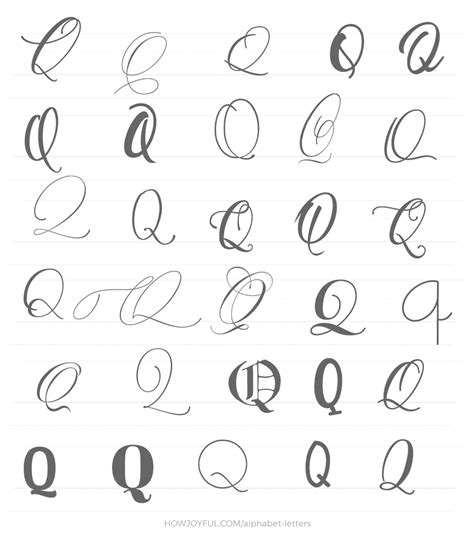 how to write a cursive uppercase q