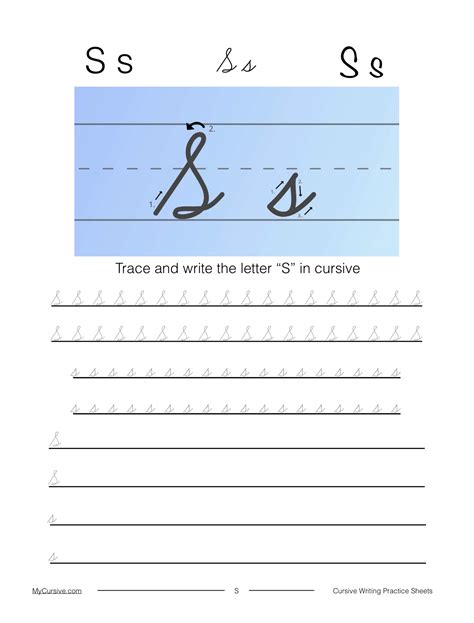 how to write a cursive uppercase s