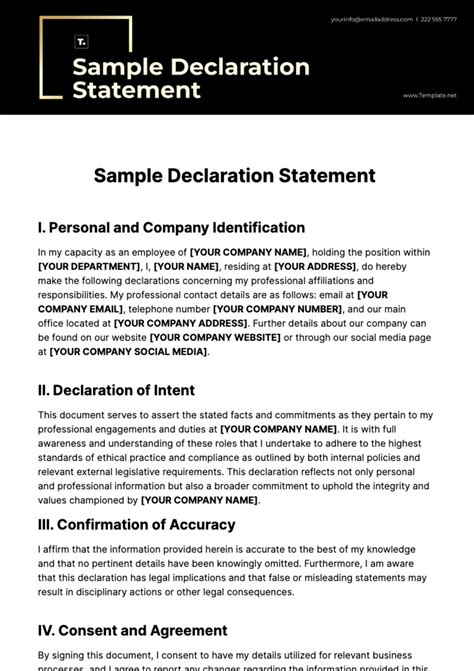 How To Write A Declaration Page