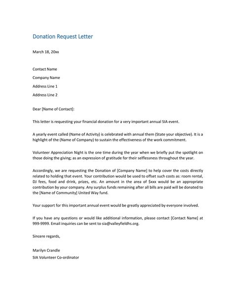 how to write a donation request email