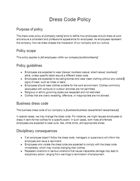 how to write a dress code policy for employees