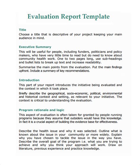 how to write a evaluation sample