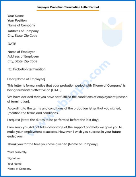 how to write a failed probation letter