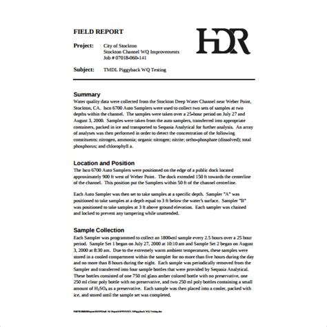 how to write a field report example