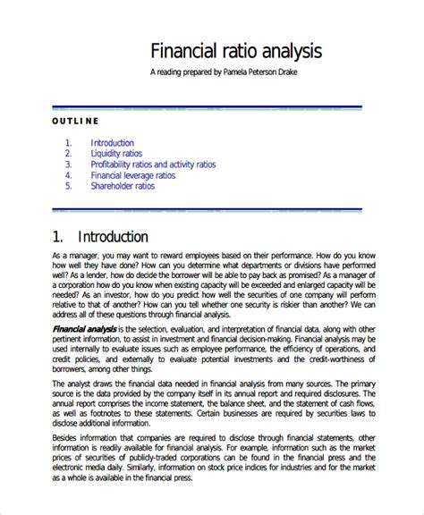 how to write a financial analysis report example pdf