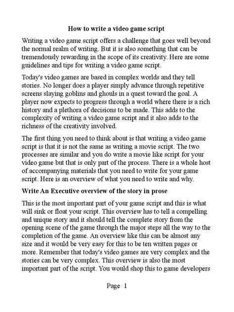 how to write a game script