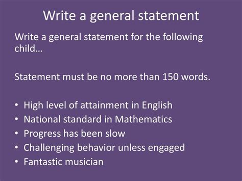 how to write a general statement