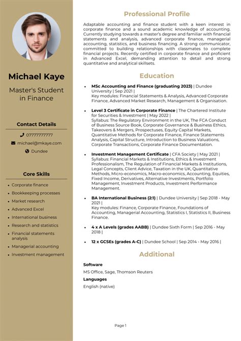 how to write a good cv for master's application