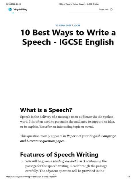 how to write a good speech igcse