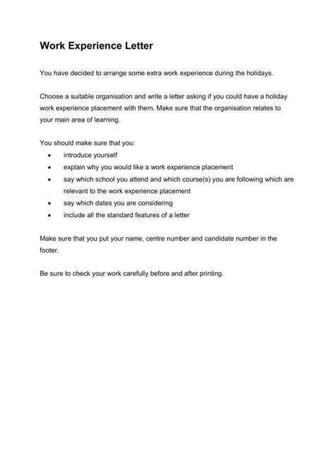 how to write a good work experience email