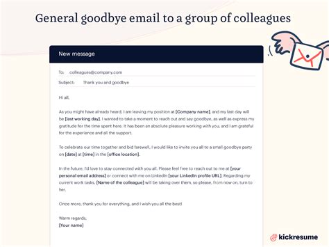 how to write a goodbye email to co workers